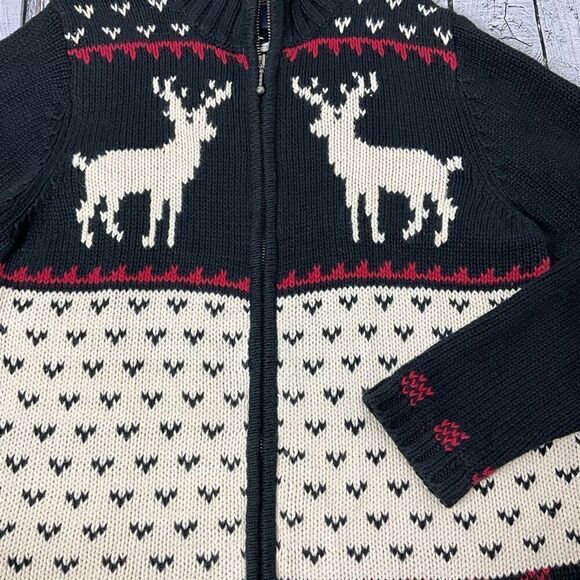 VINTAGE WOOLRICH Fair Isle Cardigan With Deer Buck - Picture 2 of 5